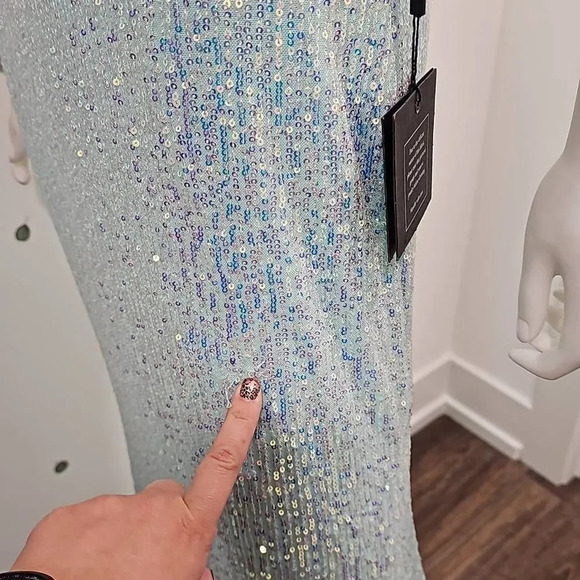 IEENA MAC Duggal Flutter Sleeve Sequin Column Gown - Picture 8 of 16